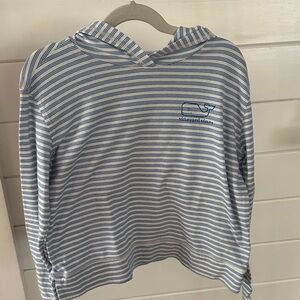 Vineyard Vines Kids White and Blue Striped Hoodie